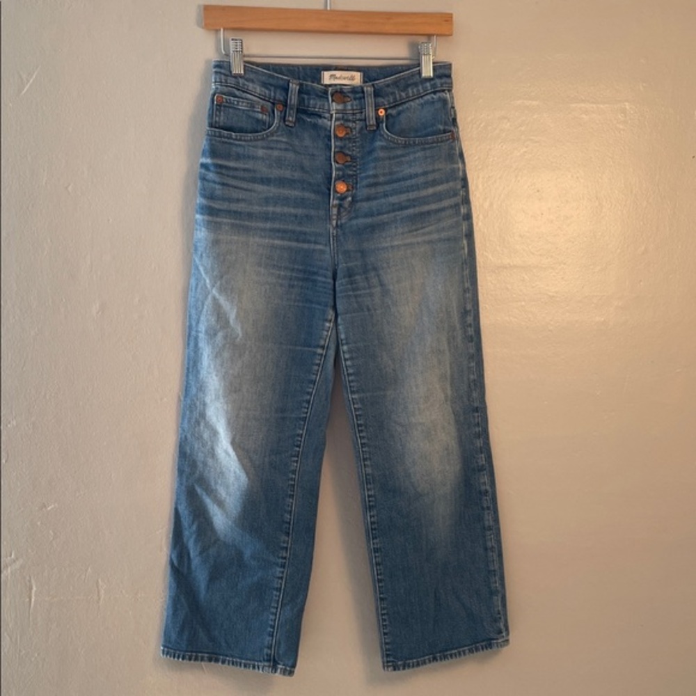 Madewell High Rise Blue Jeans with Button-Fly slim wide leg size 26